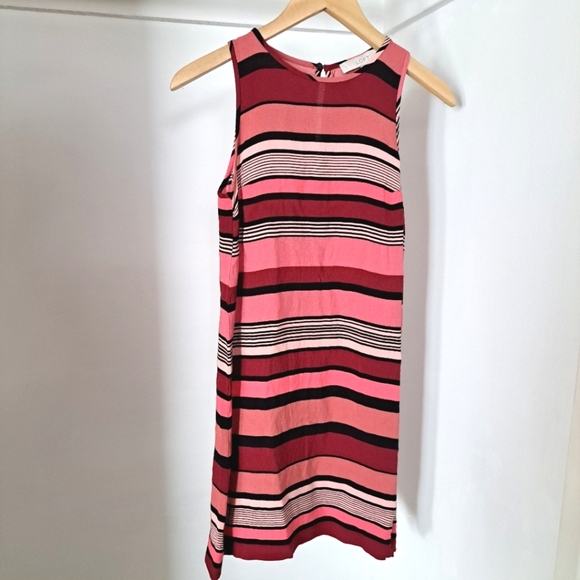 LOFT | Shades of pink & red striped sleevless womens dress - Picture 3 of 12